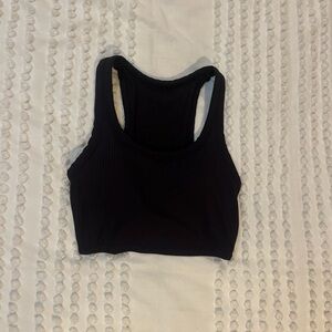 Black Ribbed Crop Top